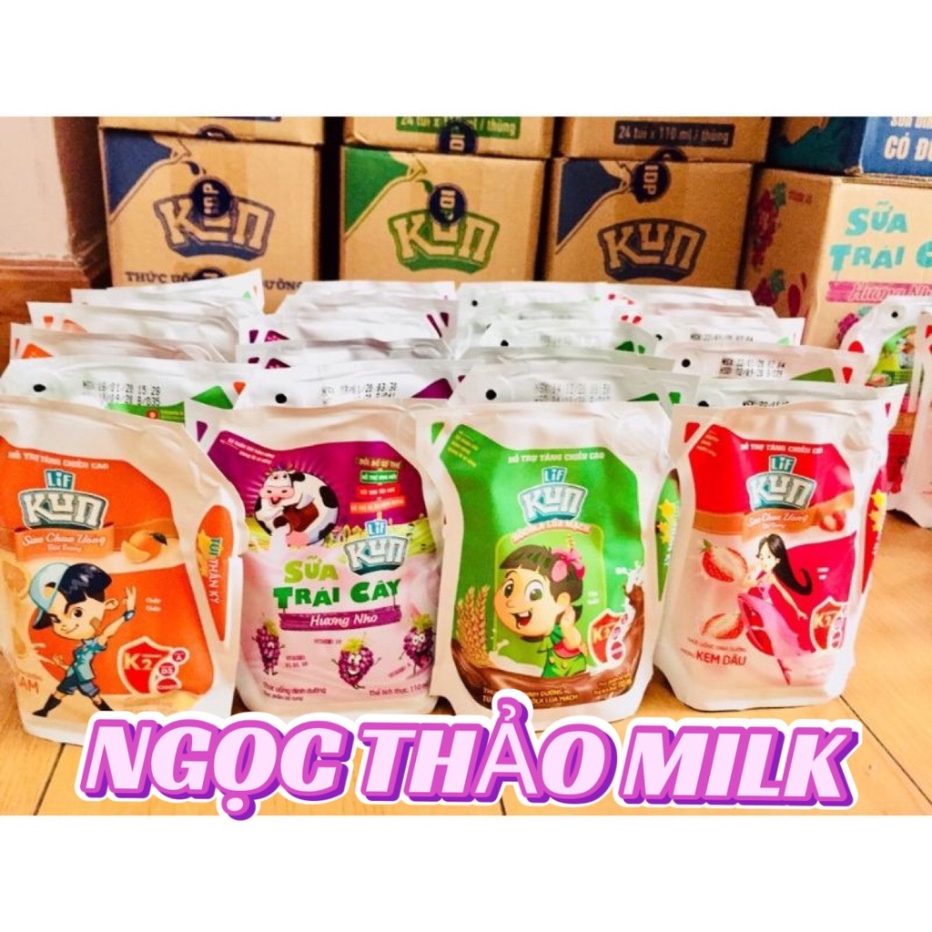 BỊCH 110ML SỮA TRÁI CÂY KUN ĐỦ VỊ NHO, DÂU, CAM, ỔI, SOCOLA-HCM