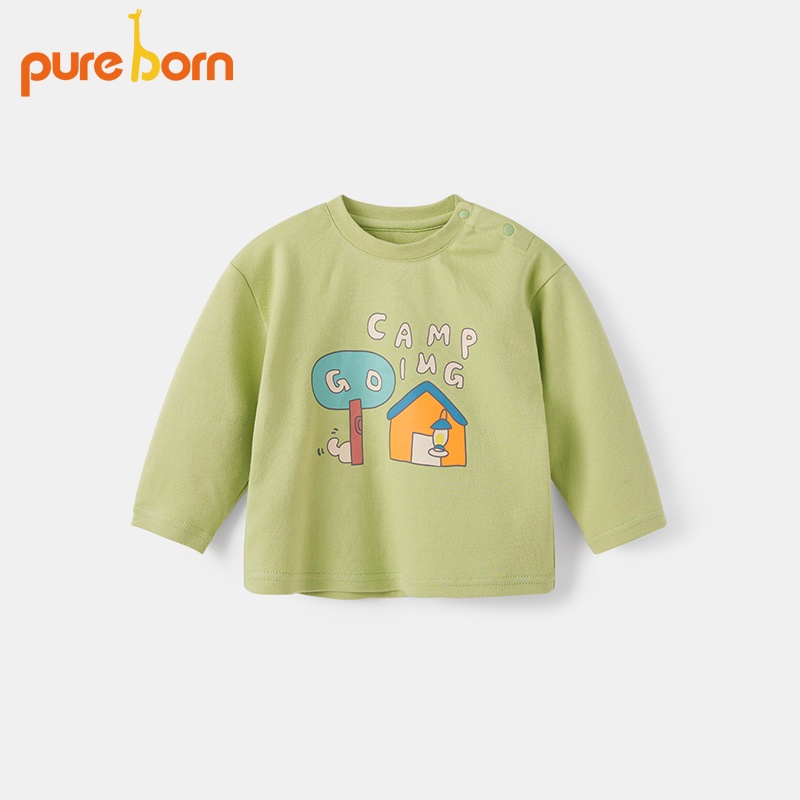 Áo Bé Trai, Bé Gái PURE BORN Vải Nỉ Da Cá Dày Ấm Ngực mặt thú, Áo Dài Cho Bé Mặc Nhà Thu Đông - T52