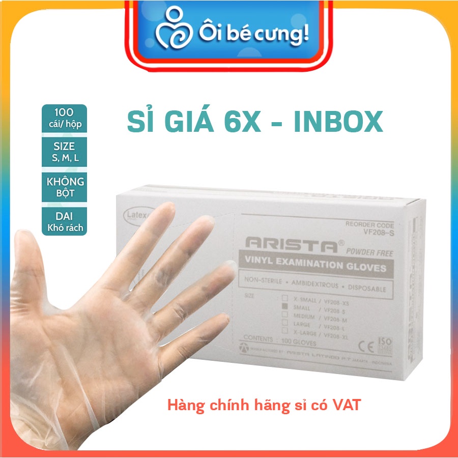 [CHÍNH HÃNG] Găng Tay VINYL KHÔNG BỘT Dùng Trong Thực Phẩm, Vệ Sinh NHẬT BẢN, Xuất xứ INDONESIA 100 CHIẾC/HỘP ÔI BÉ CƯNG