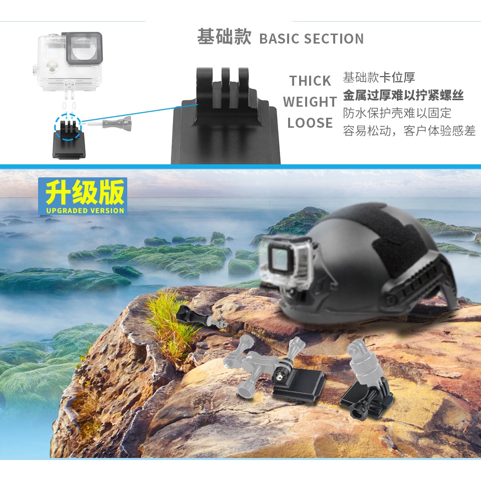 Đế Gắn Nón Bảo Hiểm CS NVG Cho GO-PRO 8 7 6 5 DJI Osmo Action