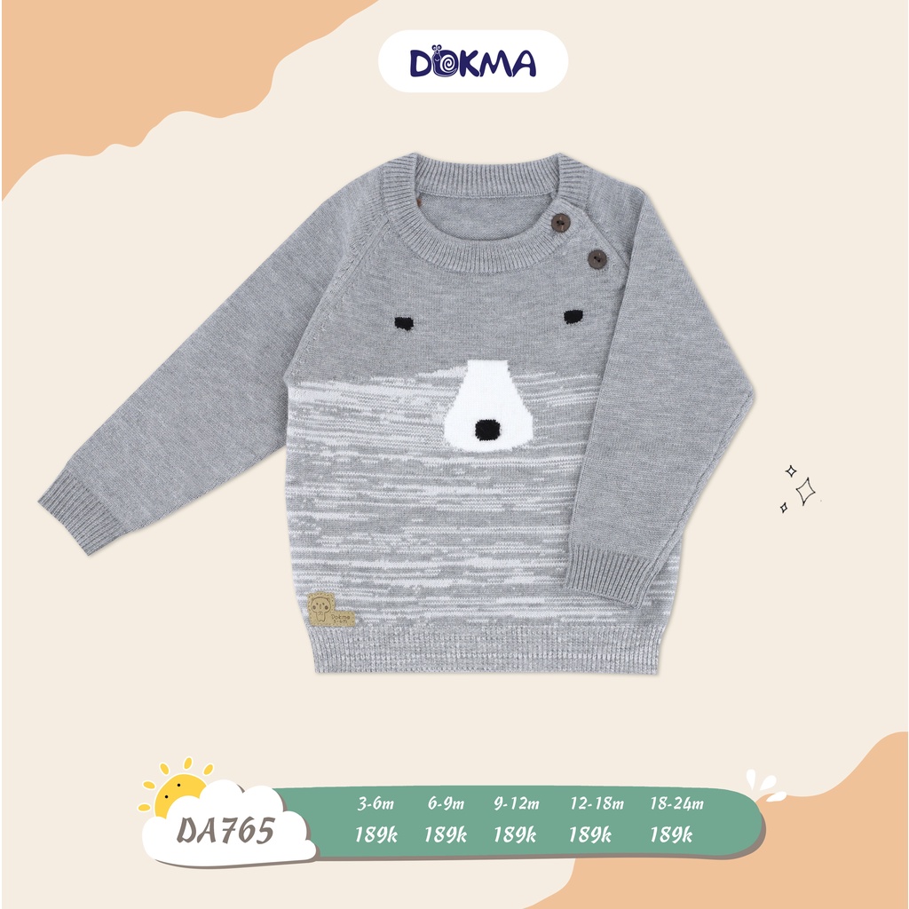 Dokma - Áo len cừu mềm mịn cổ tròn 6-24m DA765