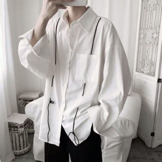 [CÓ SẴN - ẢNH THẬT] Áo sơ mi trắng phối dây form rộng phong cách ulzzang Hàn Quốc