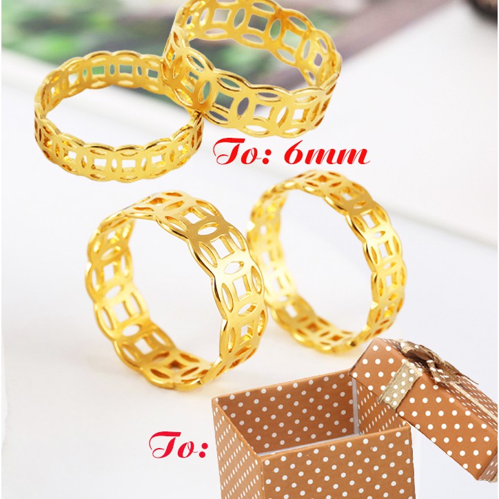 Nhẫn nữ titan cao cấp kim tiên chiêu tài lộc bản 6mm siêu đẹp, bền màu - Tặng hộp - Đem lại may mắn cho người đeo