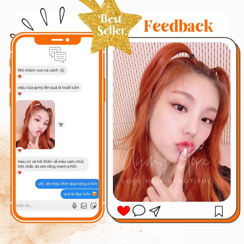 Thuốc nhuộm tóc nâu cam đào ánh hồng không tẩy tại nhà  chính hãng AYMY