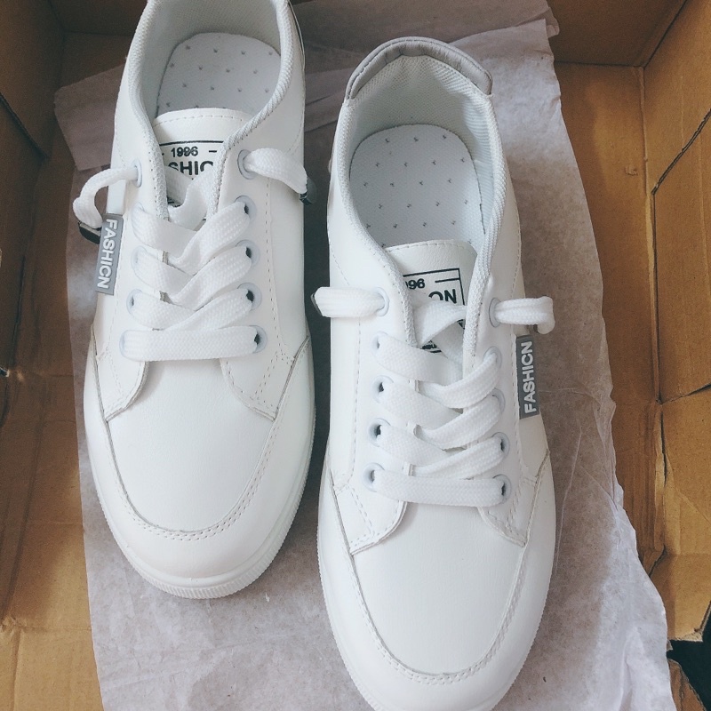 Giày nữ, giày lười dây rút màu trắng cao cấp, giày slip on nữ