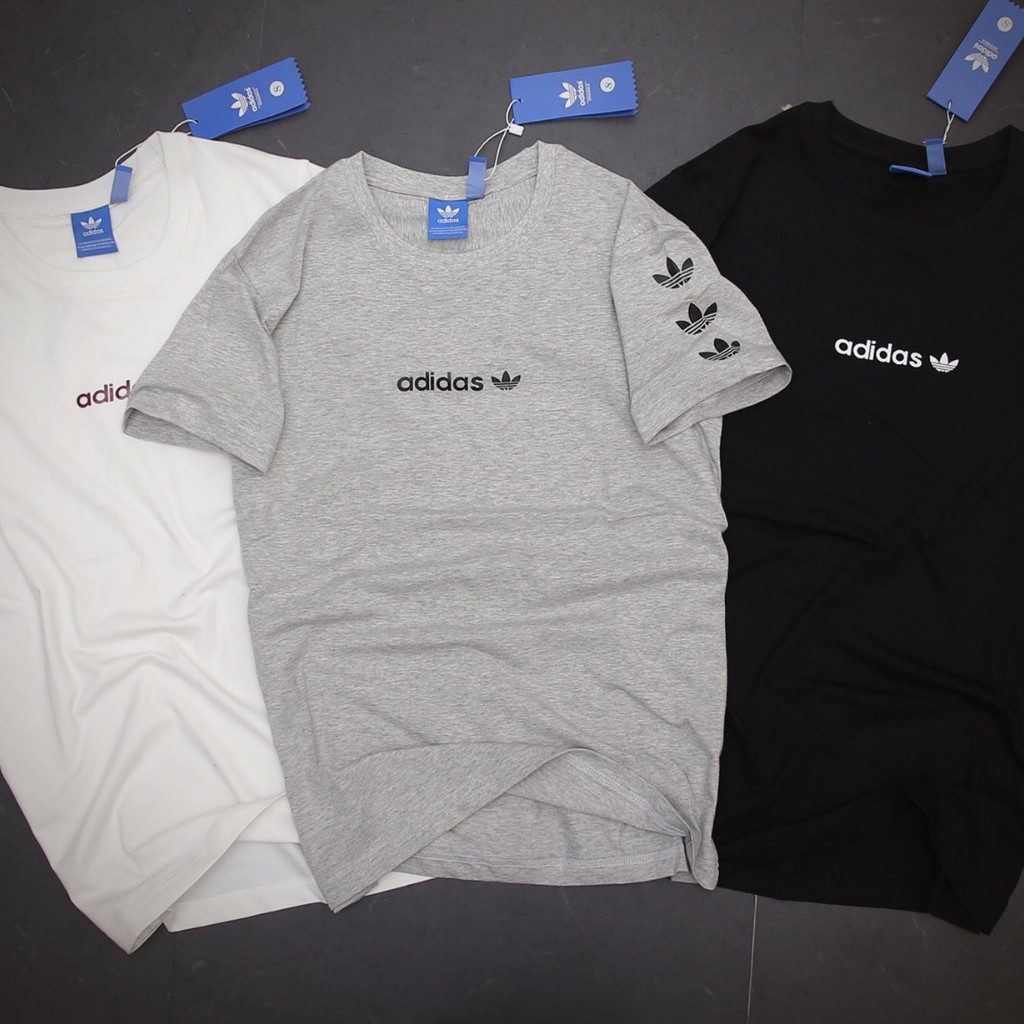 [ FREE SHIP ] Áo thun cổ tròn COTTON CO GIÃN logo 3 lá -  Mầu : Trắng - Ghi - Đen phong cách đẹp