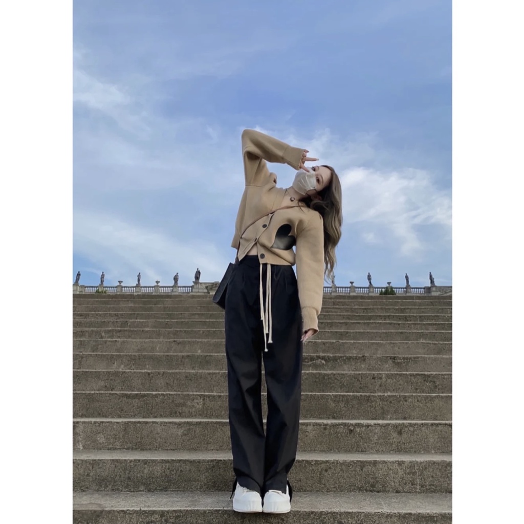 Áo Len Tay Dài Cổ Chữ V Thời Trang Phong Cách Hàn Quốc Cho Nữ