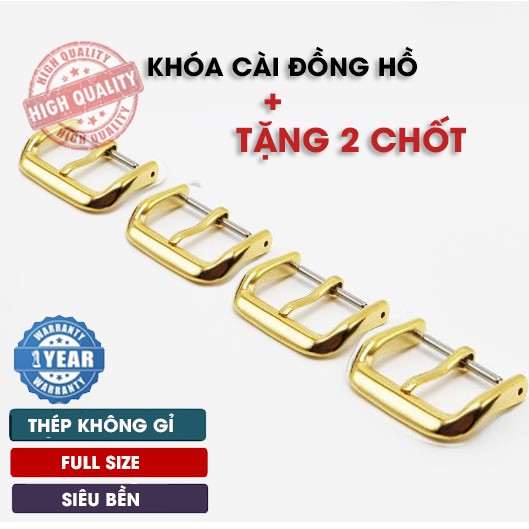 [SỐC] Khóa cài đồng hồ inox màu vàng size 10,12,14,18,20mm cao cấp