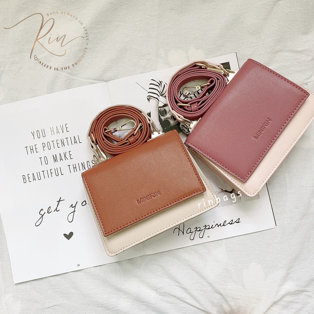 [ẢNH &amp; VIDEO THẬT] TÚI ĐEO CHÉO MINI NẮP VUÔNG CHỮ MINIRIN HÀNG ĐỘC QUYỀN