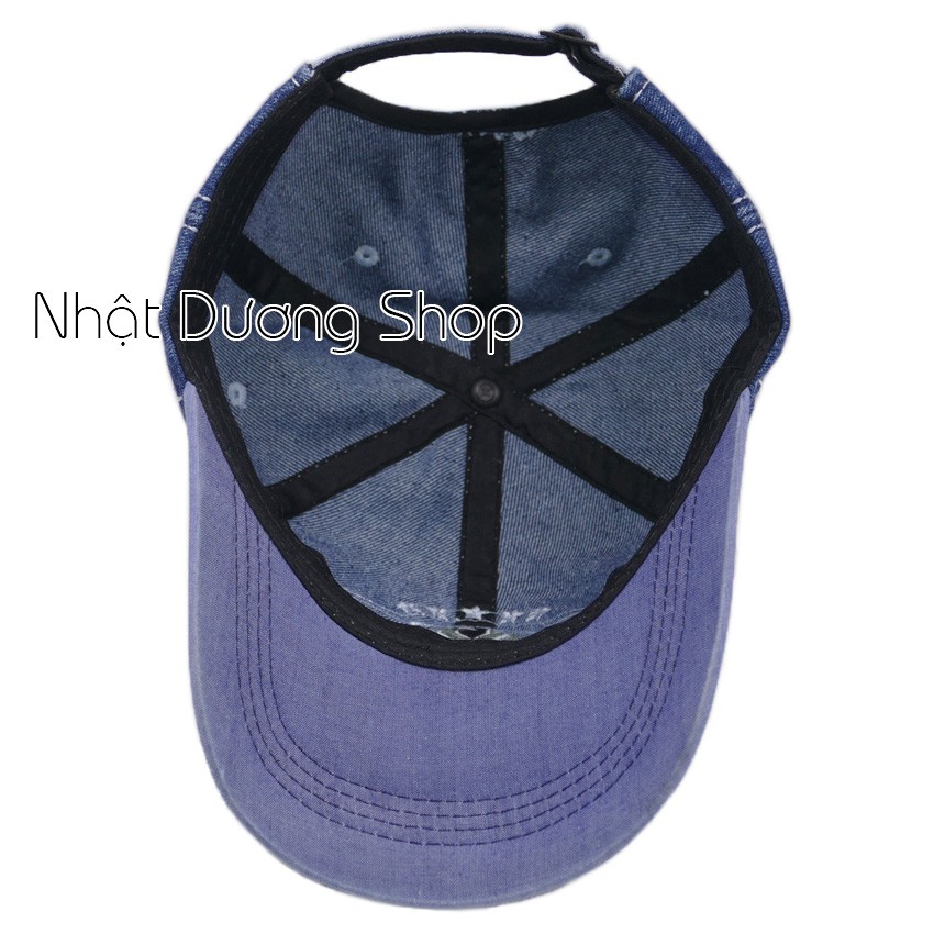 Nón kết jean NY New York khóa đuôi thường - Xanh Jean