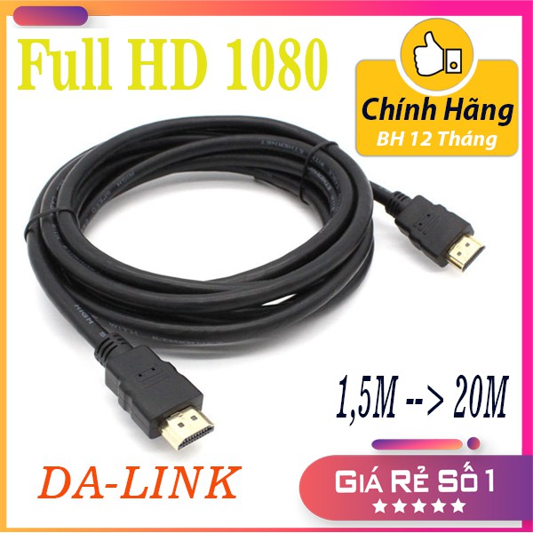 Dây Cáp HDMI tròn loại tốt 5m - 3m -1.5m chuẩn hình ảnh 2k, 3D, Ultra HD - Chính Hãng DA-LINK