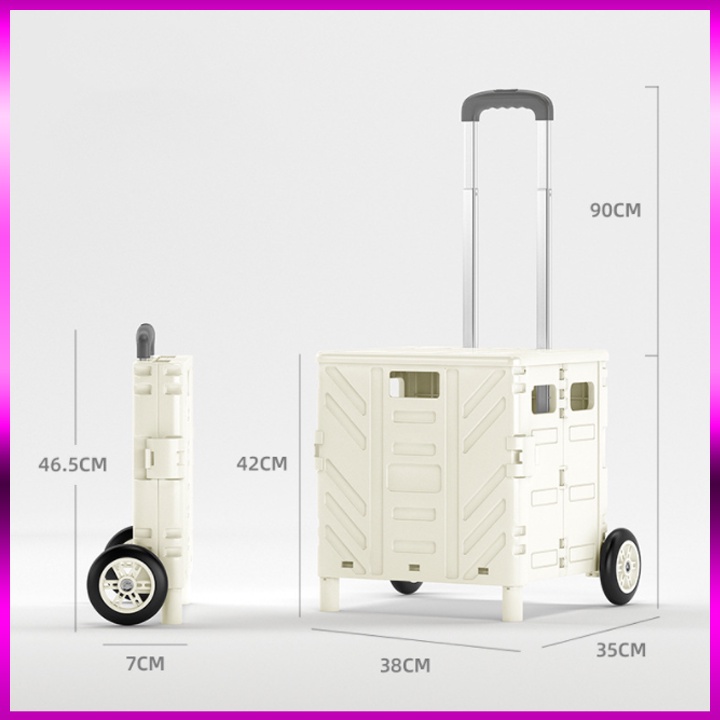 Xe kéo hàng gấp gọn đi chợ dung tích 50L, xe đẩy hàng gấp gọn mini chuyên đi shoping, siêu thị đa năng.