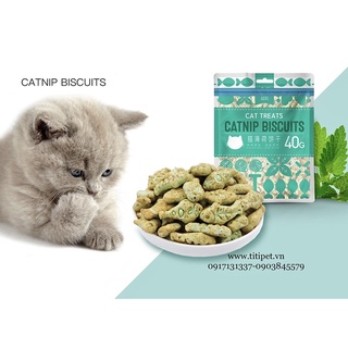 Bánh cá tẩm catnip, cỏ mèo cho mèo, bánh quy giòn ngon thơm