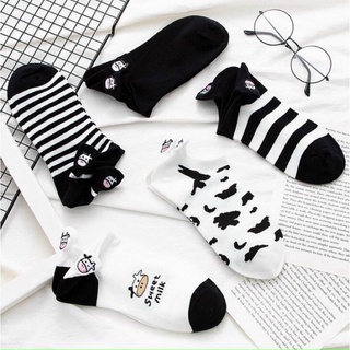 [Ưu đãi] Combo 5 Đôi Vớ Thêu Hình Bò Sữa