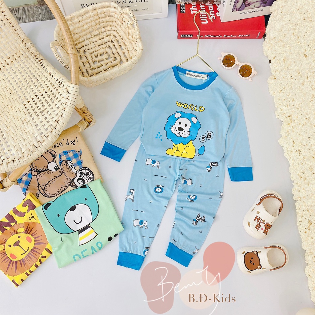 Bộ dài tay cho bé trai bé gái size đại 6-25kg, đồ bộ thun lạnh dài tay BD013 trẻ em mặc ngủ ở nhà 1 2 3 4 5 6 7