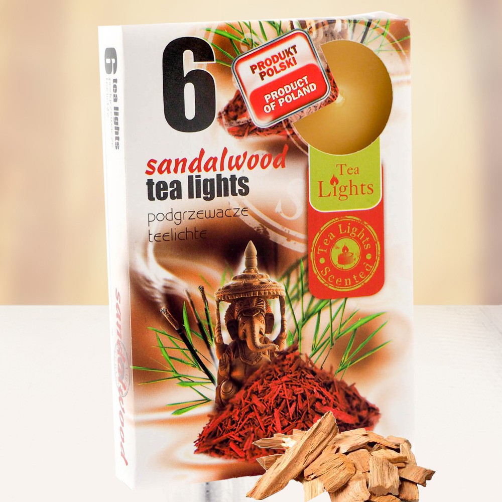 Hộp 6 nến thơm tinh dầu Tealight Admit Sandalwood QT026842 - gỗ đàn hương , nến xông phòng, trang trí, không khói