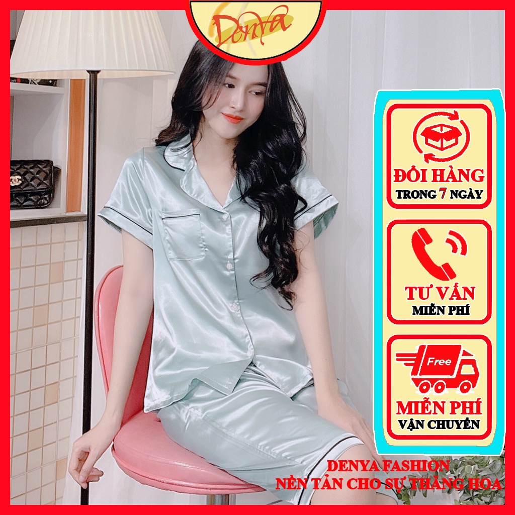 Đồ bộ lửng, kiểu đồ bộ mặc nhà trơn, chất phi lụa mềm, kiểu dáng pijama sang trọng DB16