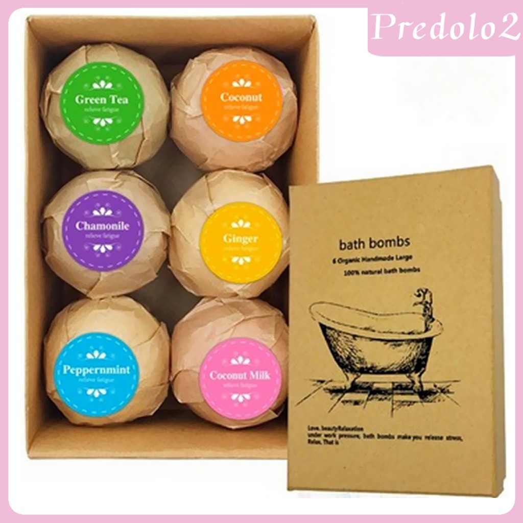 6pcs Natural Handmade Scented Bubble Bath Bomb Salt ential Oil Balls Set