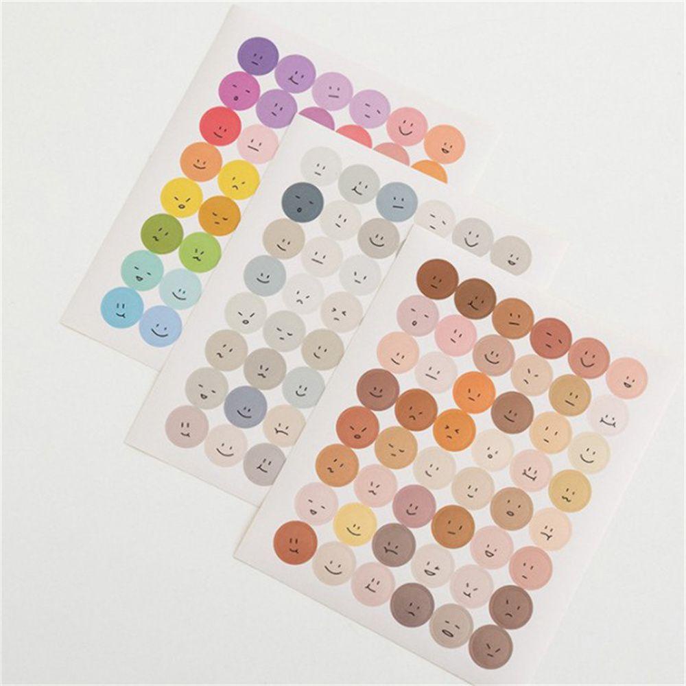 Set 2 Tấm Sticker Tròn Họa Tiết Mặt Cười Graffiti Dán Trang Trí Sổ Tay