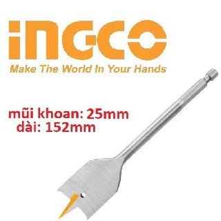 Ingco mũi khoan gỗ đầu dẹp 25li 25mm dài 152mm dbw2212501