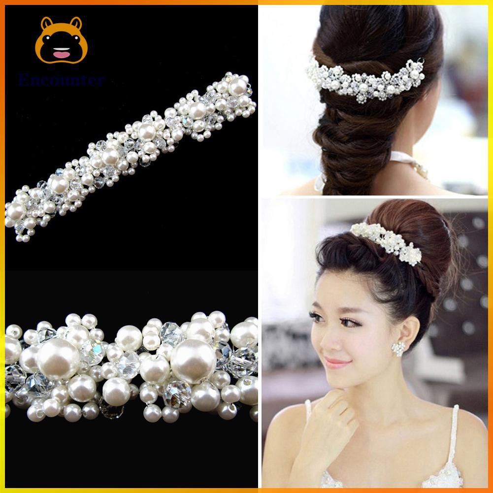 New Crystal Faux Pearl Flower Party Bridal Headband Hair Band Tiara  ○encounter○