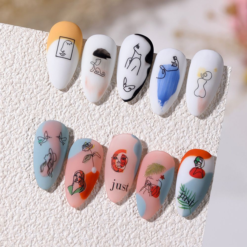 [Hàng mới về] Nhãn dán họa tiết hình học graffiti thời trang tự trang trí móng nghệ thuật