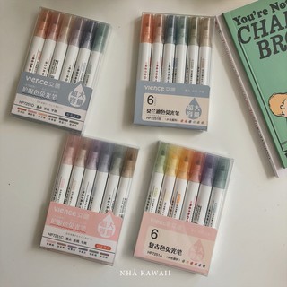 Set bút highlight màu pastel Retro Color, bút đánh dấu nhiều màu