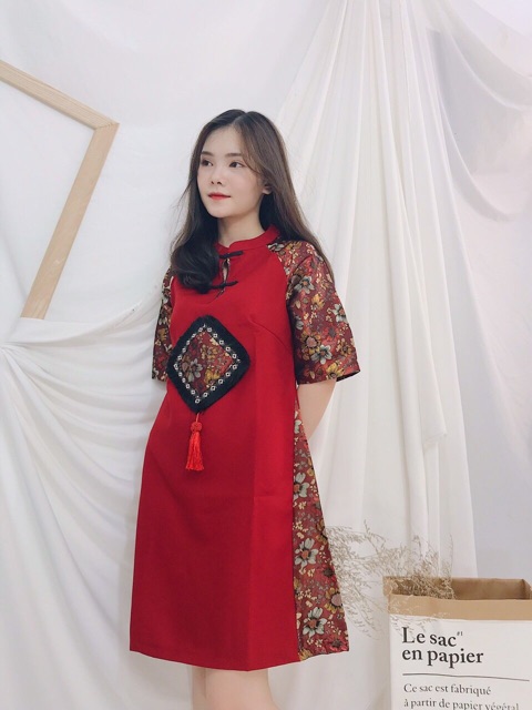 Đầm Gấm Phối Cao Cấp