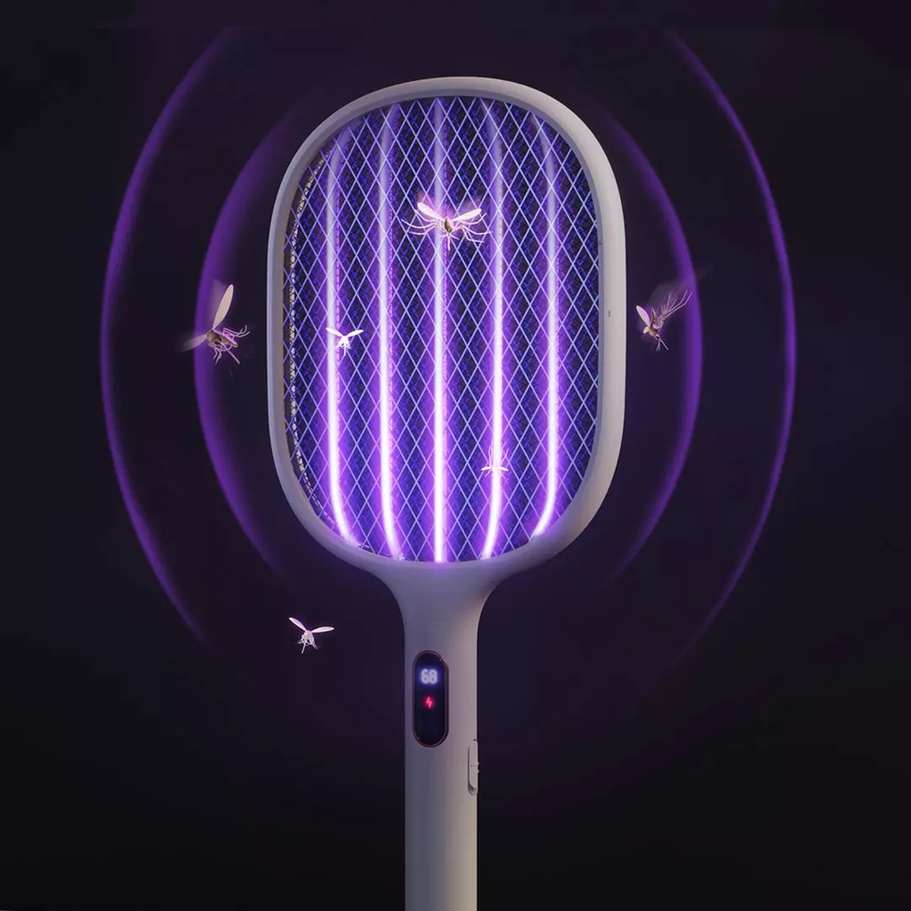 Uareliffe Máy đánh muỗi điện Màn hình kỹ thuật số thông minh Sử dụng kép Máy cạo râu có kiểm soát muỗi treo tường Bẫy ánh sáng tím    USB có thể sạc lại Sát thủ côn trùng Swatter