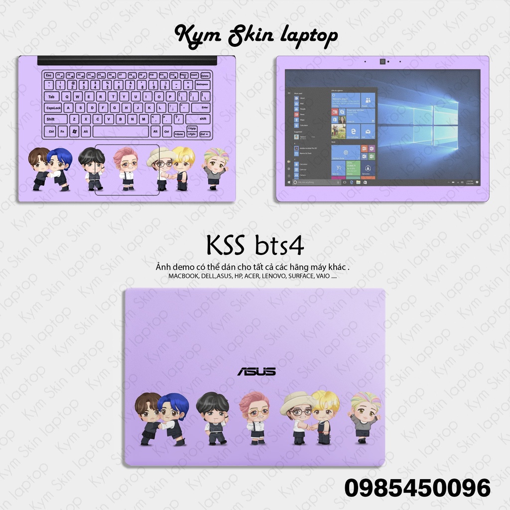 Skin dán laptop chủ đề BT21 - Đã cắt theo kích thước sẵn của riêng từng laptop