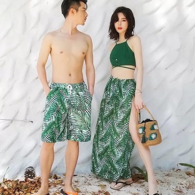 Set đồ bơi đôi hình lá cọ
