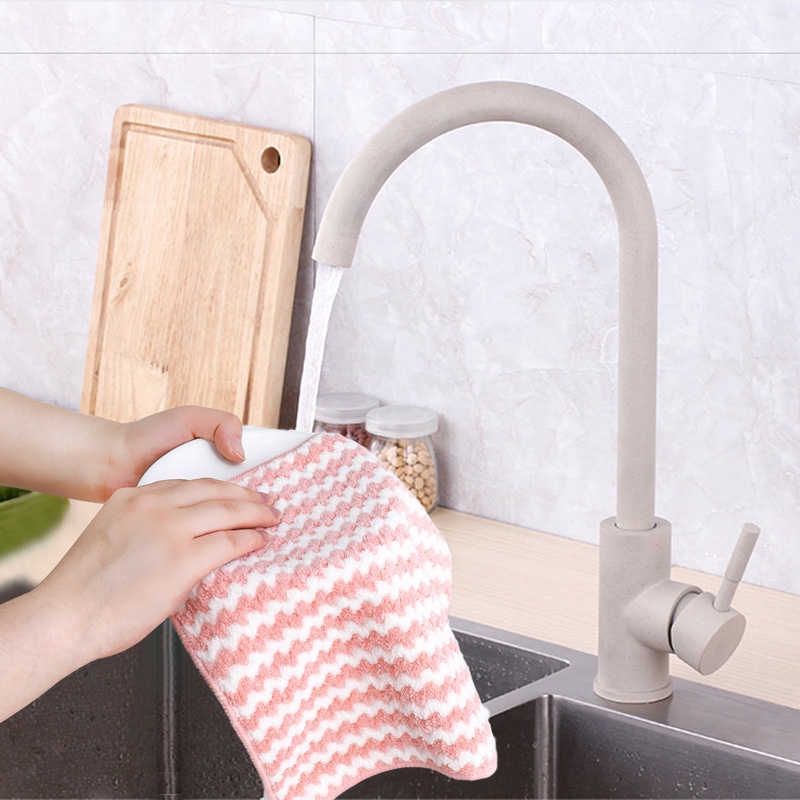 Khăn lau chén dĩa bằng sợi micro siêu thấm hút chống dầu mỡ tiện dụng cho nhà bếp/ gia đình