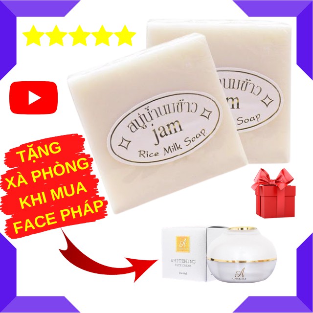Xà Phòng Cám Gạo, Xà Bông Cám Gạo Trắng Da Thiên Nhiên - Soap Vuông Jam Thái Lan 80g - Habala Shop