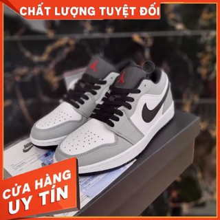 Giày thể thao nam nữ jd xám chỉ đỏ thấp cổ hot trend full box bill