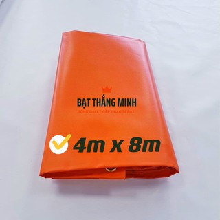 Bạt che nắng mưa ngoài trời, Bạt che phủ loại 1 dày 2 lớp xanh cam. Tấm 4mx8m có dập khuy