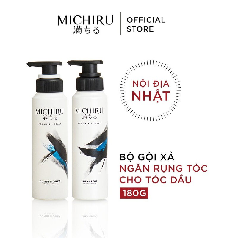 Bộ Gội Xả Michiru Ngăn Rụng Tóc Cho Da Đầu Nhờn Shampoo & Conditioner For Oily Scalp 180gx2