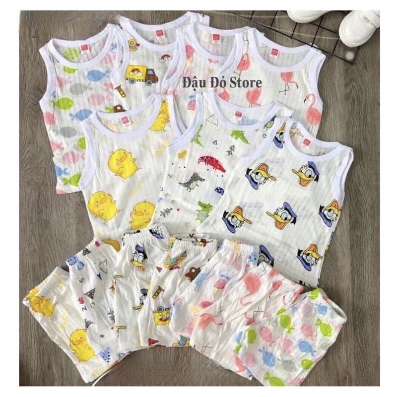 Bộ Cotton giấy ba lỗ Bé trai Bé gái 5-15kg