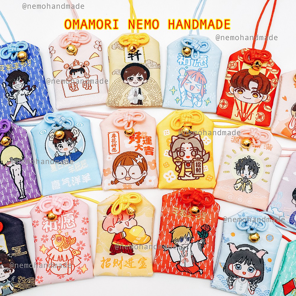 Túi Omamori Hình Chibi nhiều ý nghĩa tặng vỏ bọc, hoa khô thơm, đá phong thủy, giấy ước nguyện - Mã sản phẩm OM18M