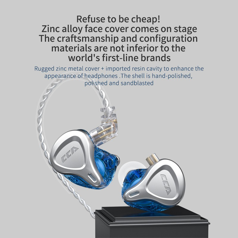 CCA CSN HIFI in Ear Wired Earphone for KZ ZSN PRO with Mic Blue