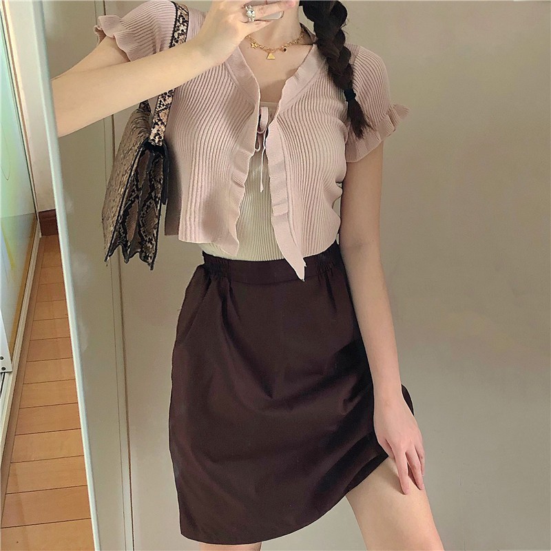 Áo Cardigan Xiaozhainv Dệt Kim Phối Ren Phong Cách Hàn Quốc (5 Màu Lựa Chọn) | BigBuy360 - bigbuy360.vn