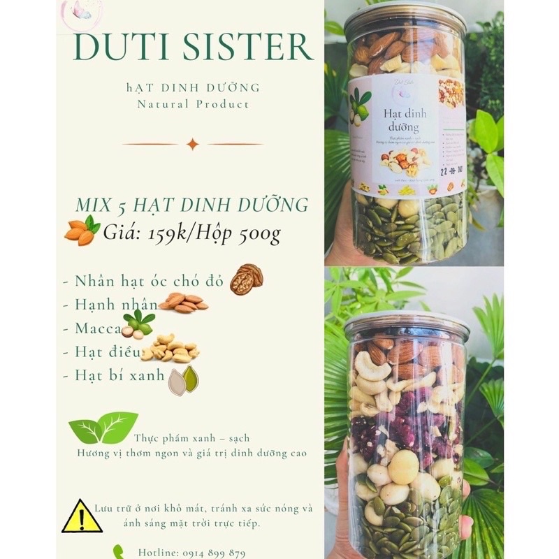 1Kg Mix 5 Loại Hạt Dinh Dưỡng Siêu Bổ Dưỡng (Điều, Óc Chó, Hạnh Nhân, Bí, Macca)