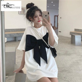 Áo Thun Tay Ngắn Phối Nơ Phong Cách Hàn Quốc Dành Cho Nữ