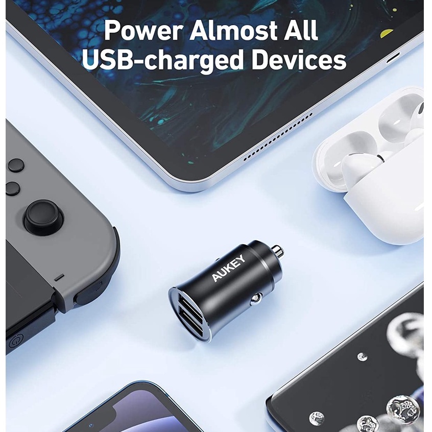 Tẩu sạc ô tô nhanh AUKEY CC-Q1 USB-A 24w 2.4A usb Mini cho ô tô chống cháy nổ Cho Xe Ô Tô