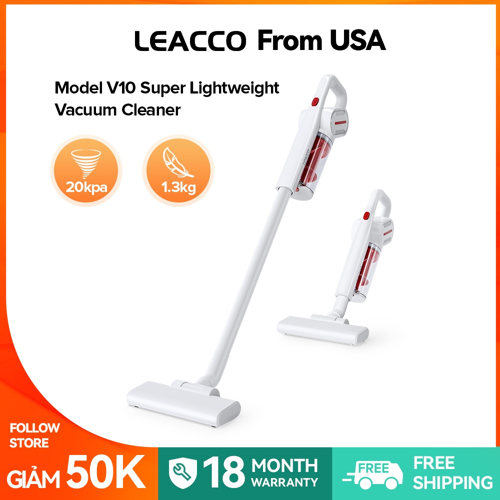Máy hút bụi Leacco V10 cho Gia đình 3 trong 1 Cầm tay , Trọng lượng nhẹ Di động Hút mạnh với Bộ lọc HEPA