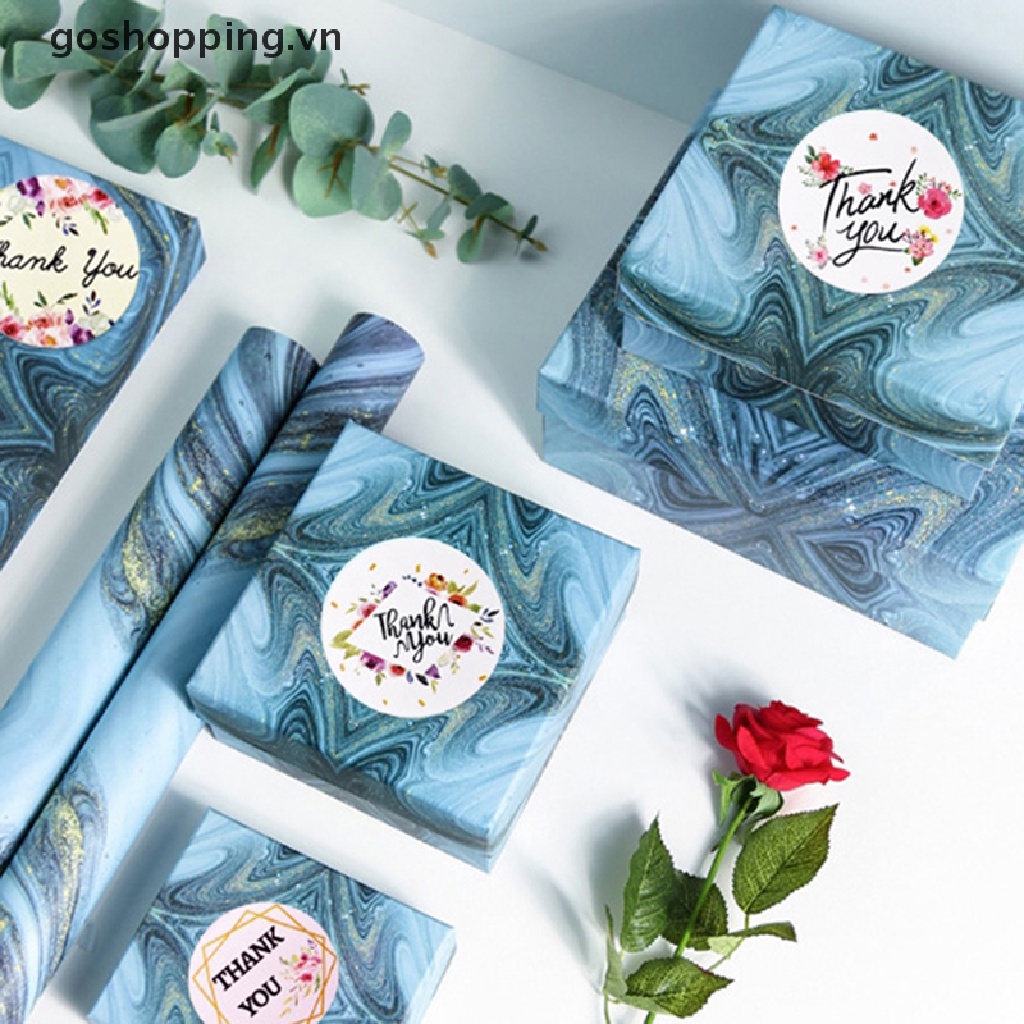 Cuộn 500 sticker tròn in chữ Thank You độc đáo dán trang trí tiệc chất lượng cao