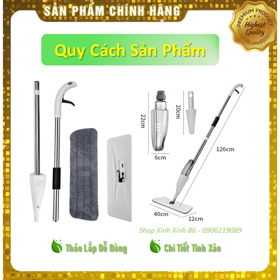 Cây Lau Nhà Thông Minh [TẶNG ĐẦU BÔNG LAU] Aura Phun Sương Xoay 360