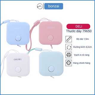 Thước dây da cuộn deli - 1.5m - hồng/ xanh lá/ trắng/ xanh dương - 1 chiếc - 79650