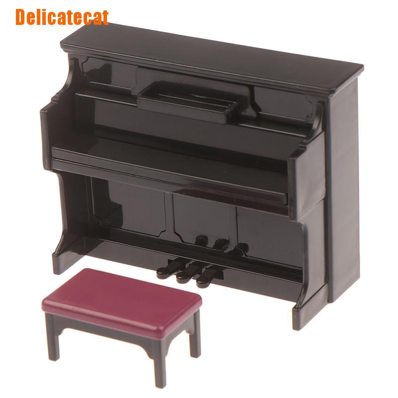 Mô hình đàn piano và mô hình ghế mini tỉ lệ 1:12 trang trí nhà búp bê