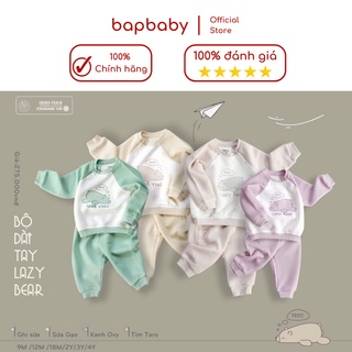 Bộ Trần Bông Cho Bé HRNEE Quần Áo Thu Đông Cho Bé In Hình Lazy Bear Chất Vải Ấm Áp Bé Từ 6m Đến 4Y