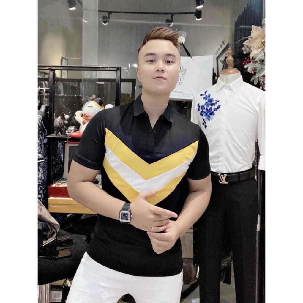 Áo polo nam thiết kế, áo thun có cổ cotton logo mã 2463